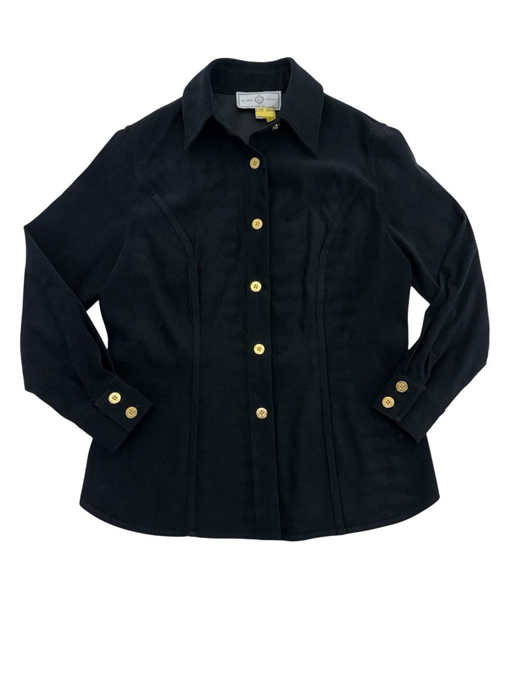 St. John Microsuede Faux Suede Shirt Small Black